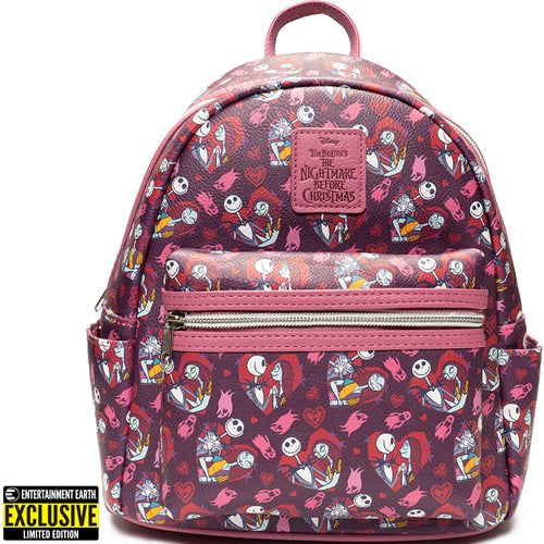 The Nightmare Before Christmas Jack and Sally Hearts Mini-Backpack - Entertainment Earth Exclusive